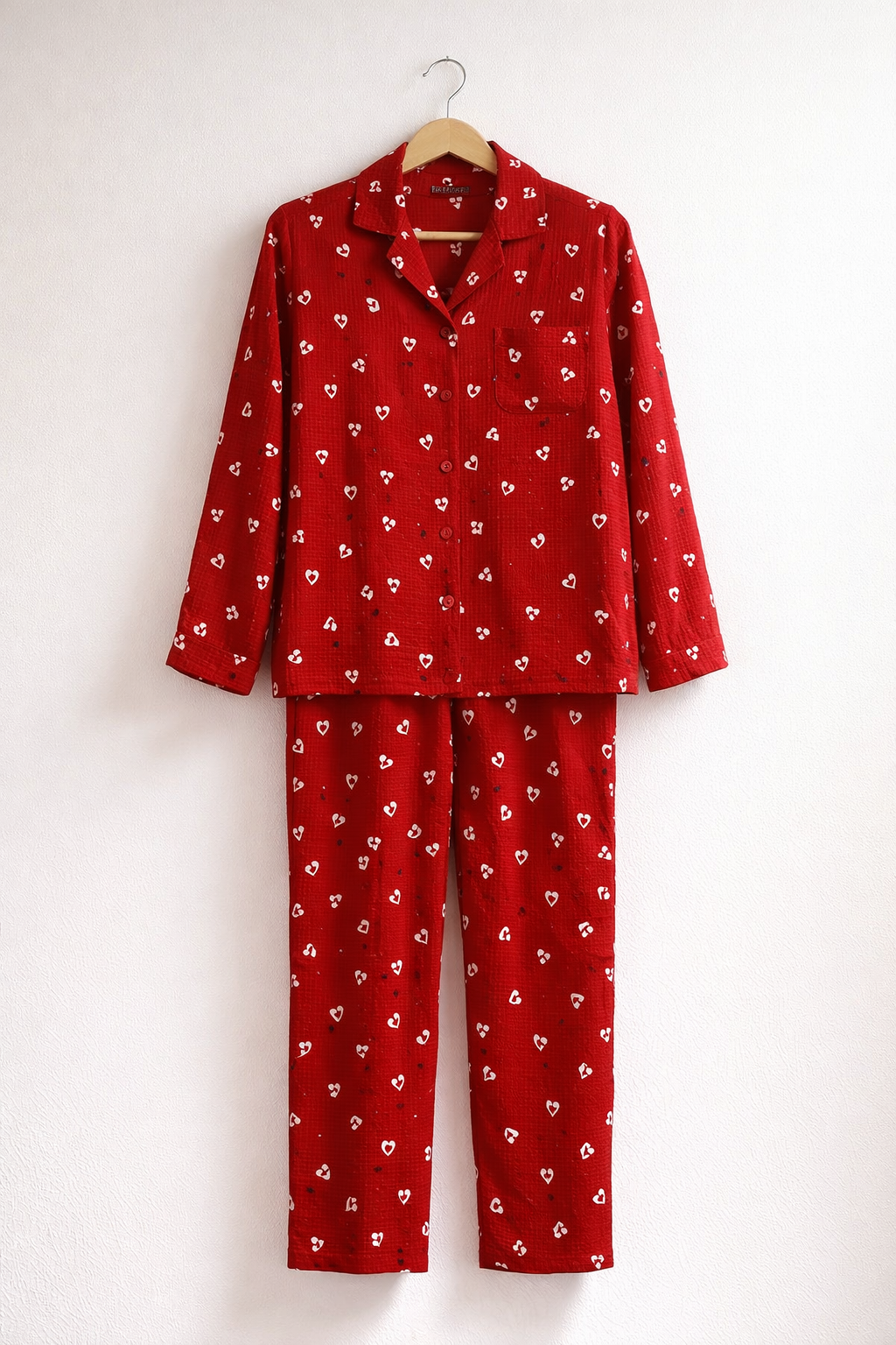 Crimson Hearts Cotton Pyjama Set