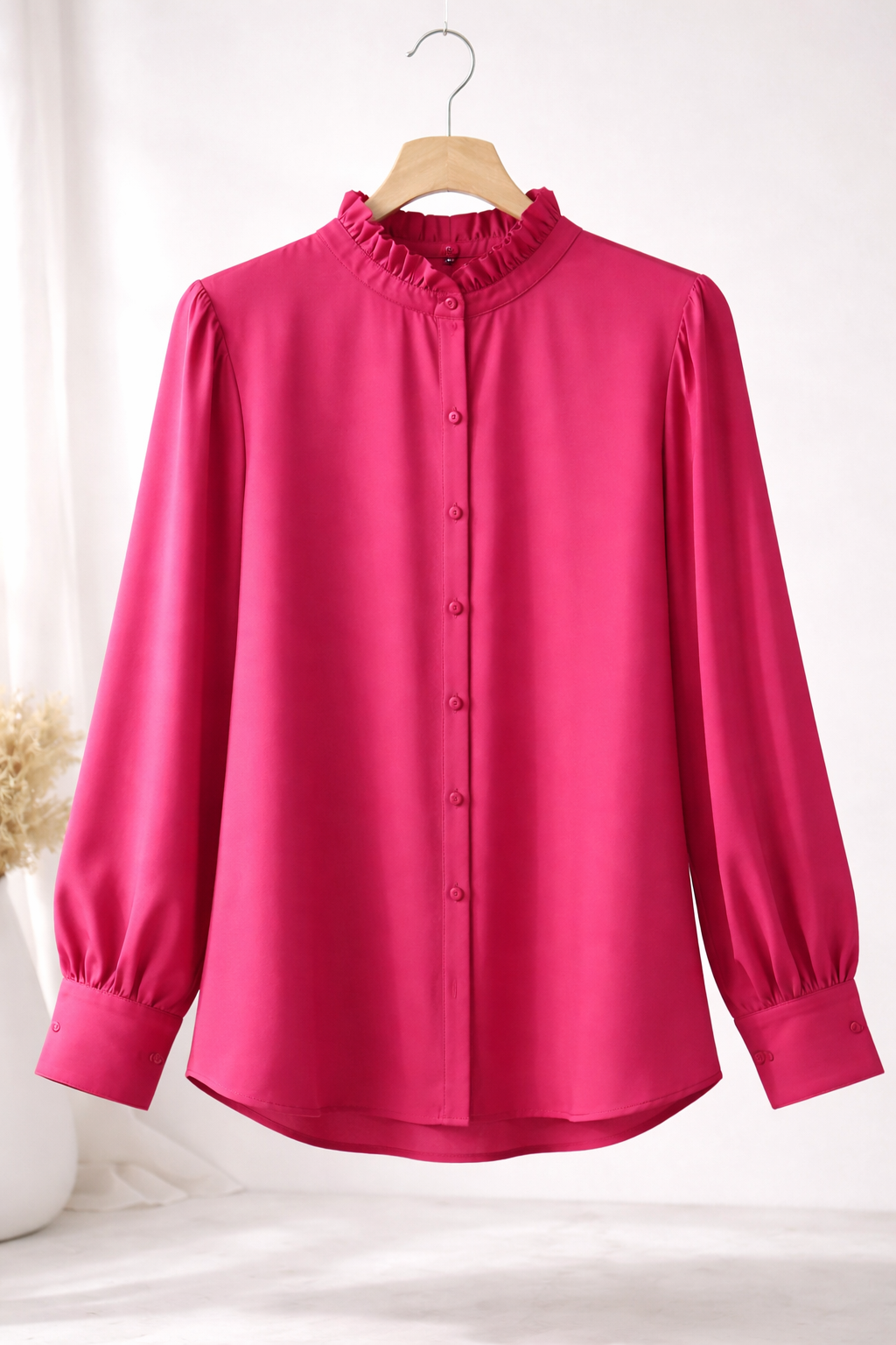 Fuchsia Grace Silk-Cotton Blouse