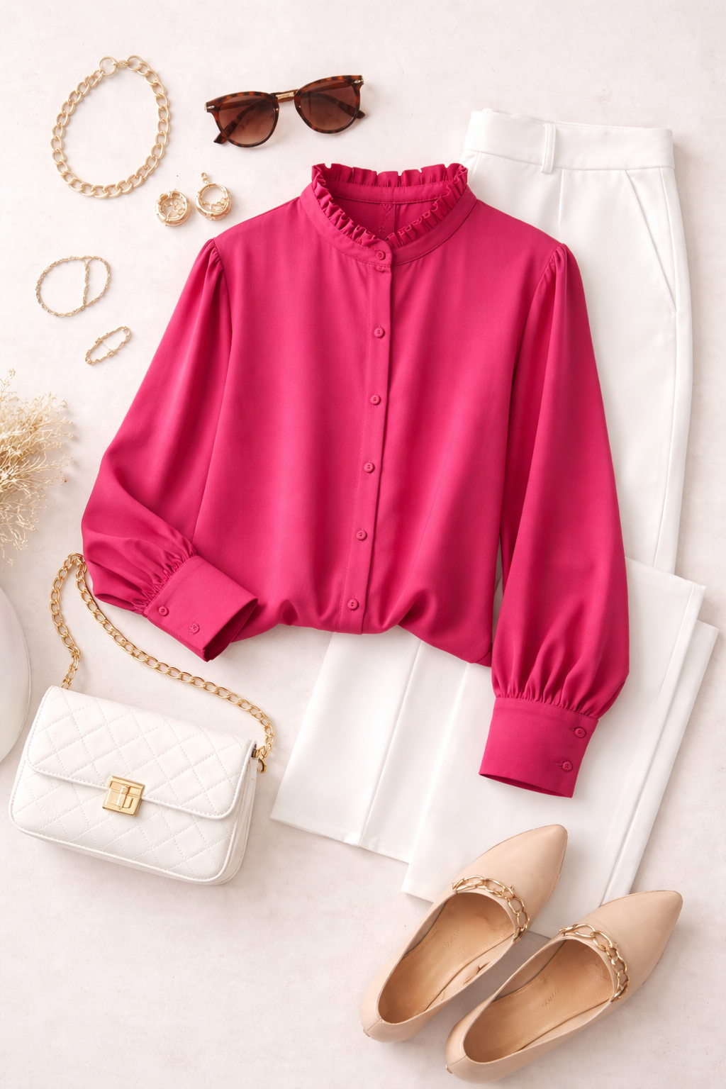 Fuchsia Grace Silk-Cotton Blouse - Image 2