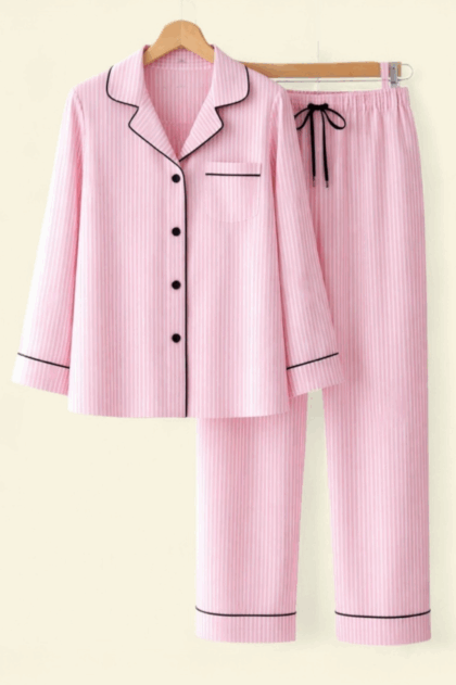 Blush Stripe Cotton Lounge Set